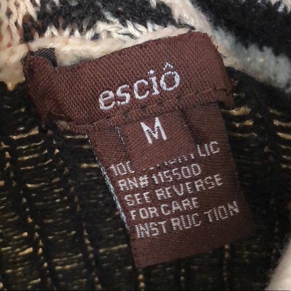 Escio Sweater Tribal Aztec Black Beige Winter Fall - Picture 7 of 8